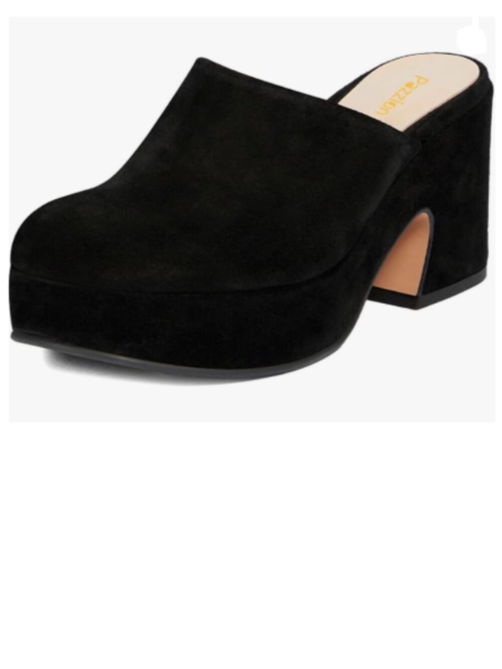 Pazzion Black Platform Rounded Toe Mules Clogs Slip On Chunky High Heel Slipper